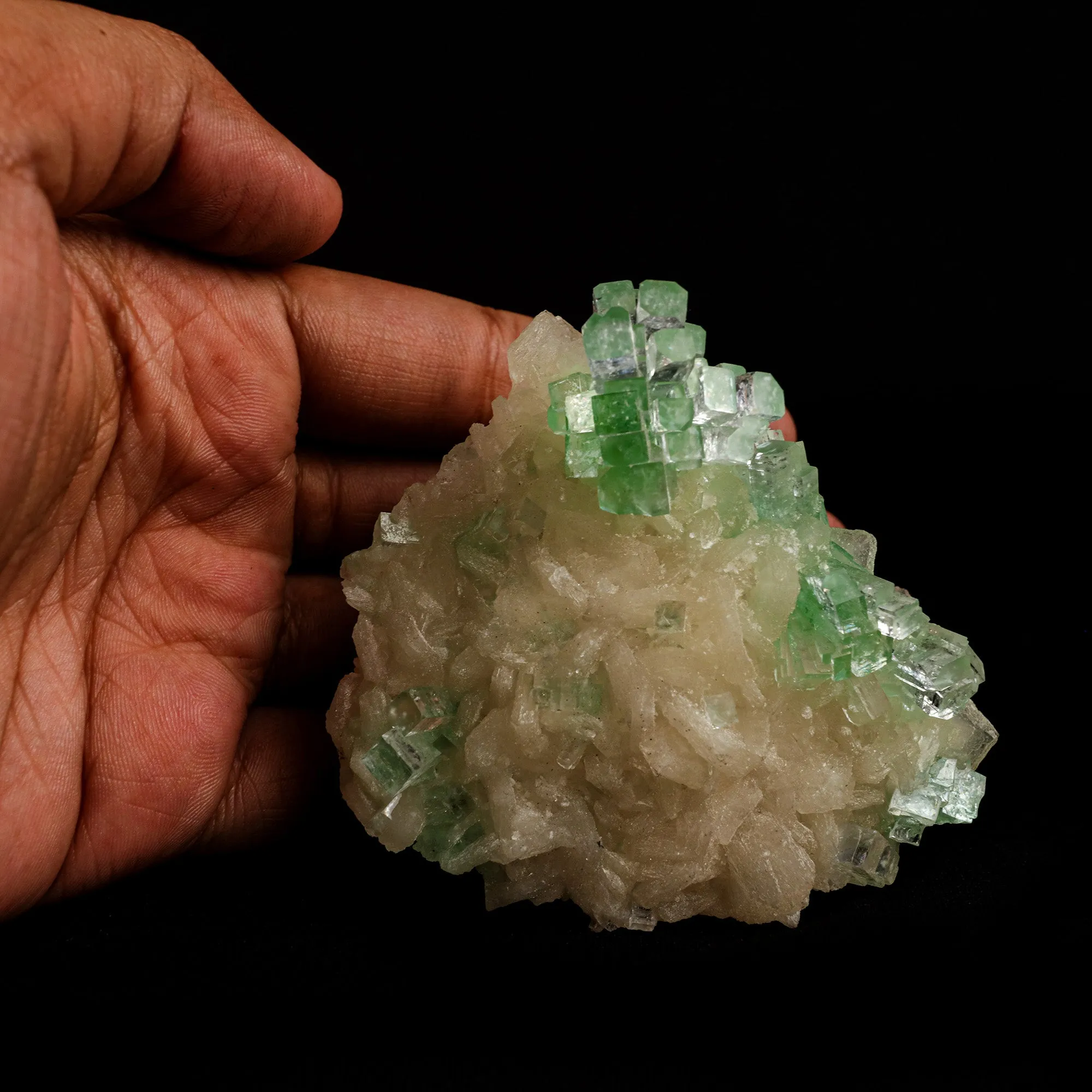 Green Apophyllite Disco Ball with Stilbite Natural Mineral Specimen - image 4