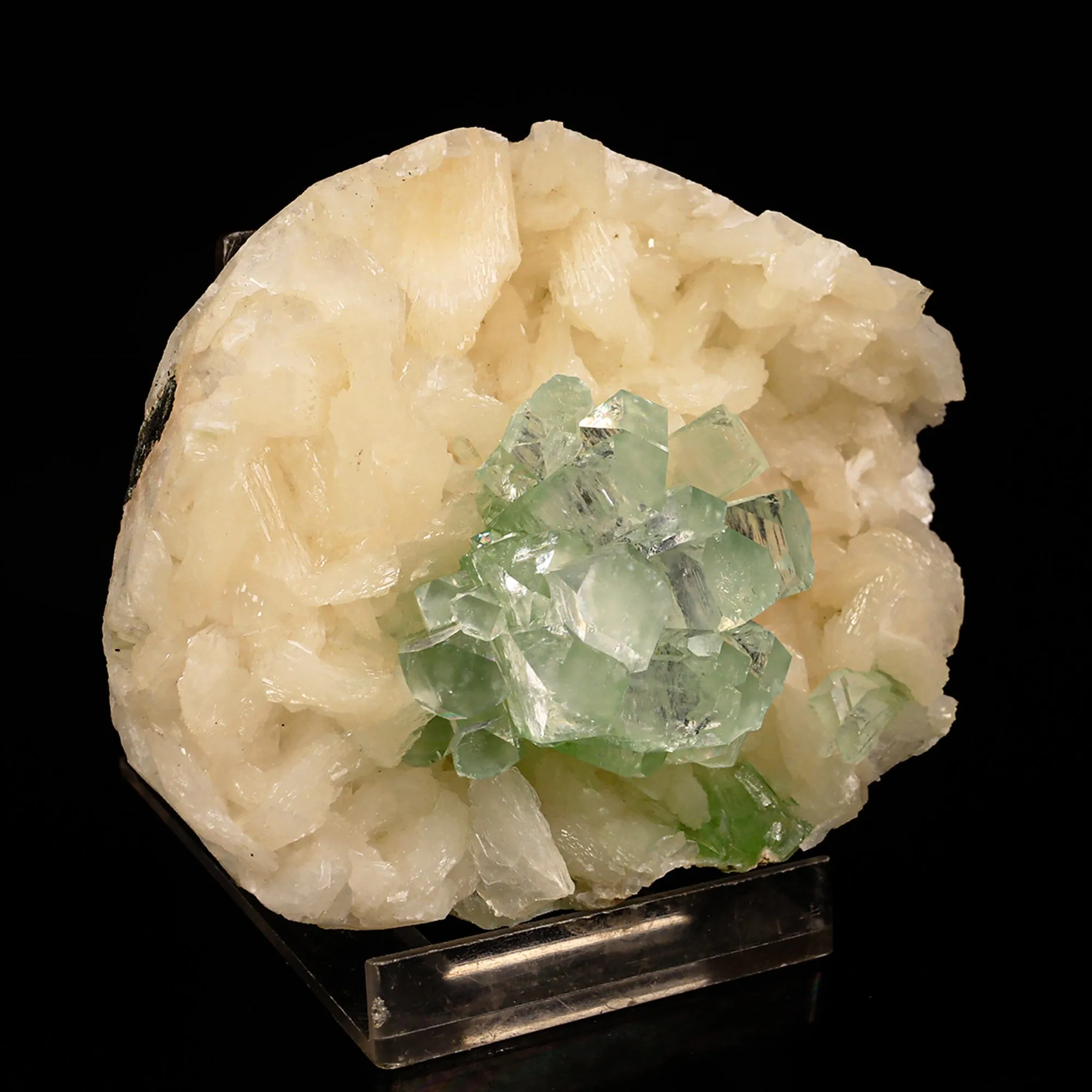 Green Apophyllite Disco Ball with Stilbite Natural Mineral Specimen - image 3