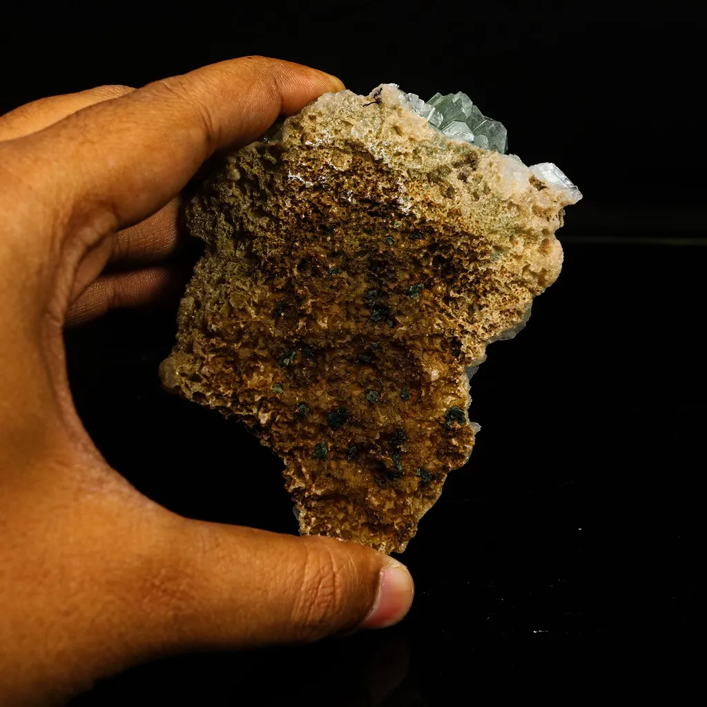 Green Apophyllite Disco Ball with Stilbite Natural Mineral Specimen - image 4