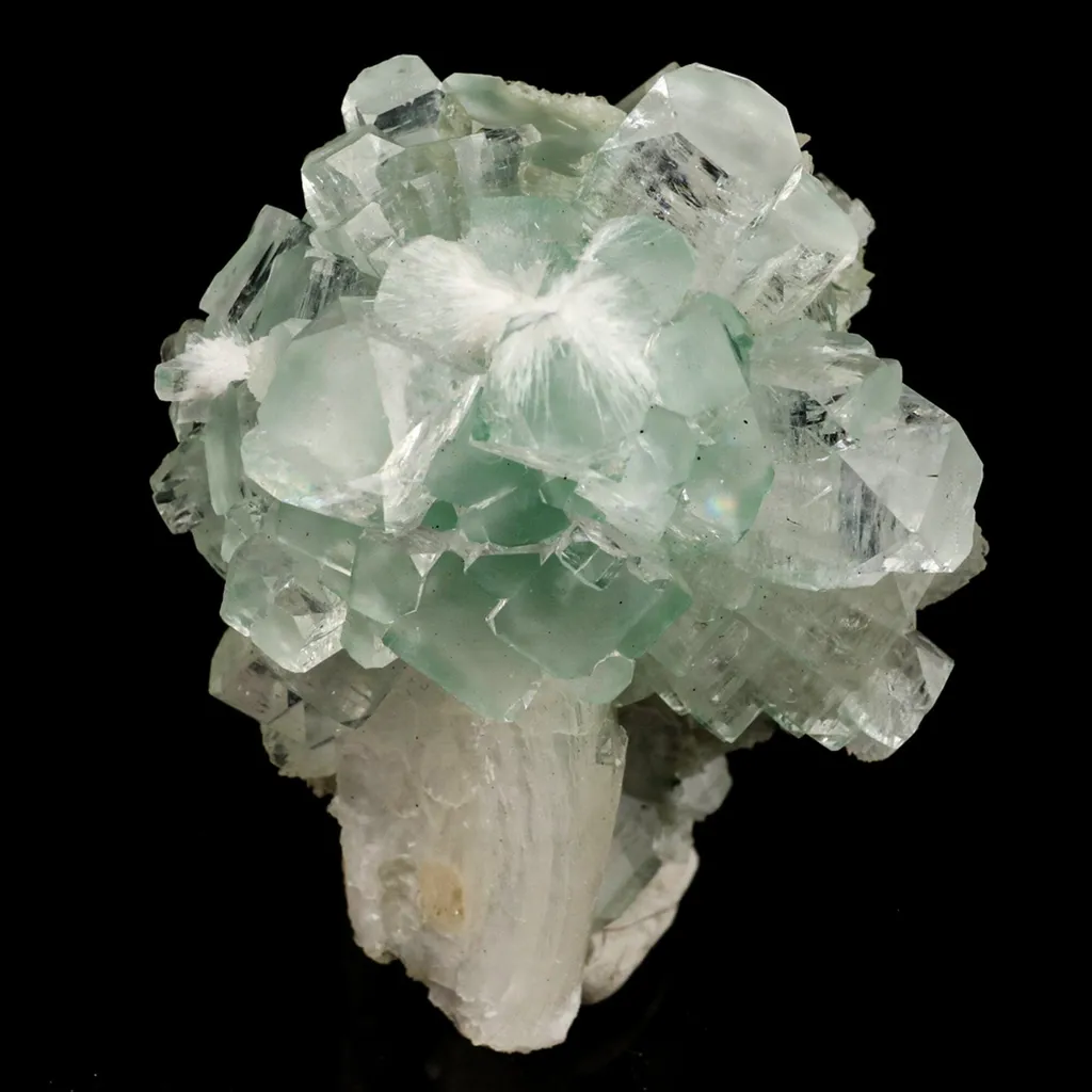Green Apophyllite Disco Ball with Stilbite Natural Mineral Specimen image