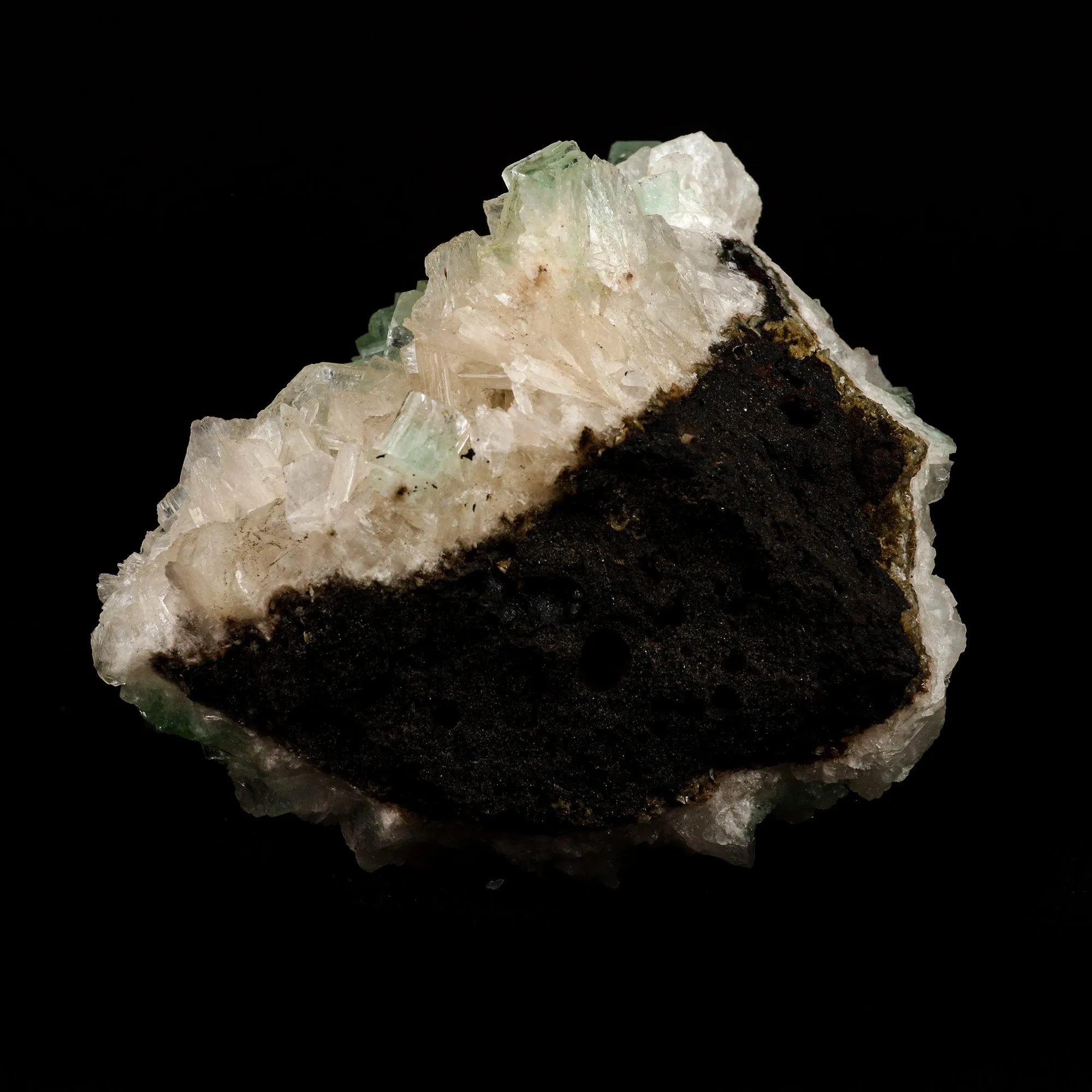Green Apophyllite Disco Ball with Stilbite Natural Mineral Specimen - image 5