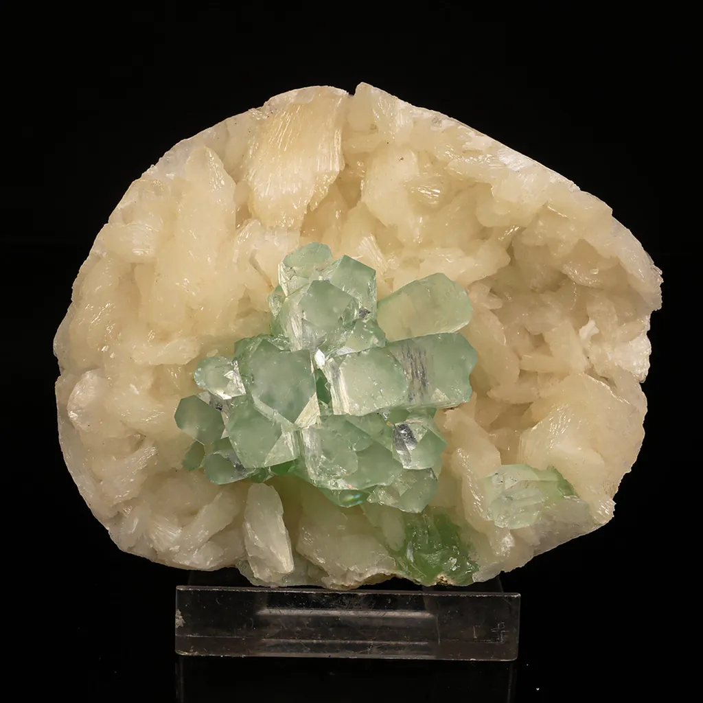 Green Apophyllite Disco Ball with Stilbite Natural Mineral Specimen - image 2