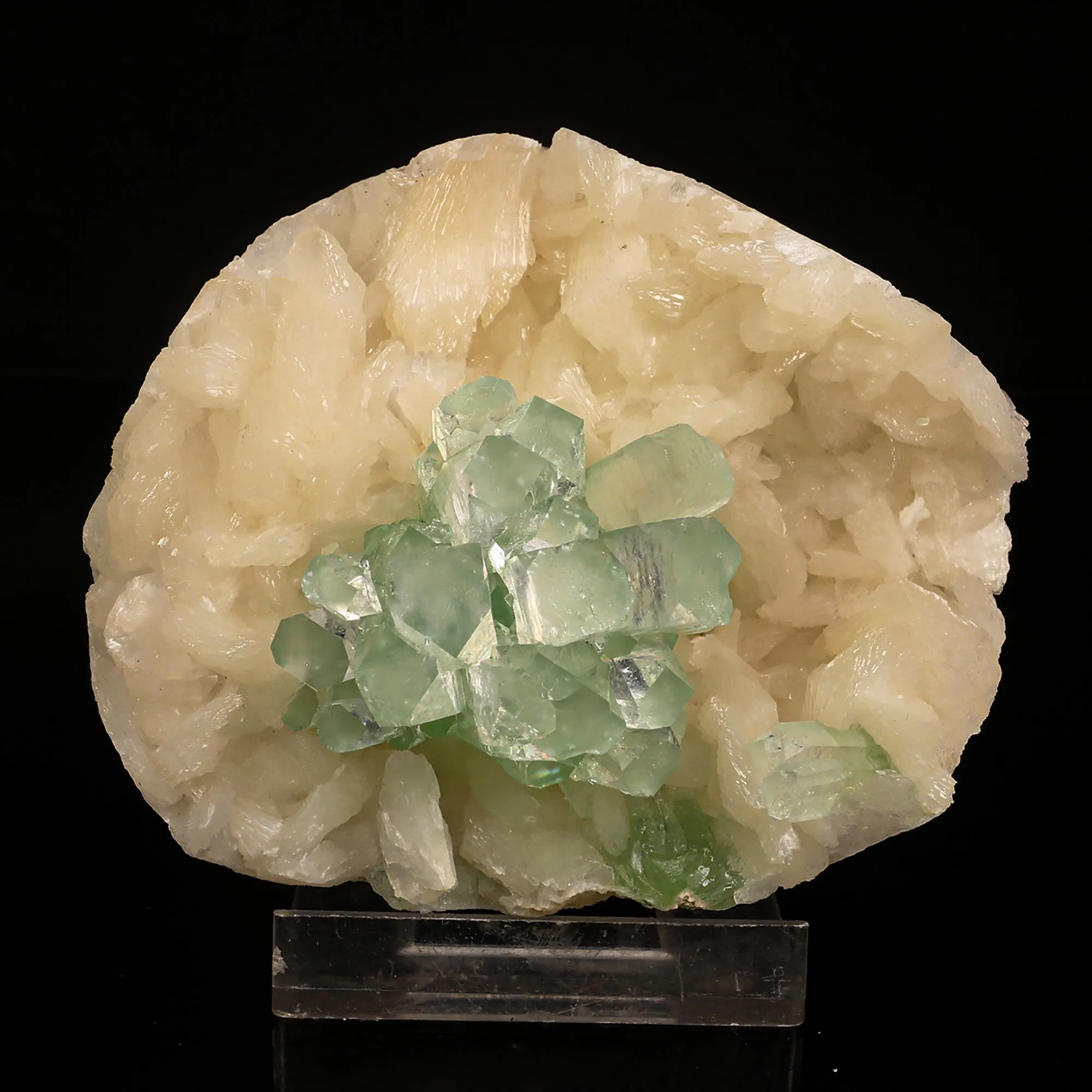 Green Apophyllite Disco Ball with Stilbite Natural Mineral Specimen - image 2