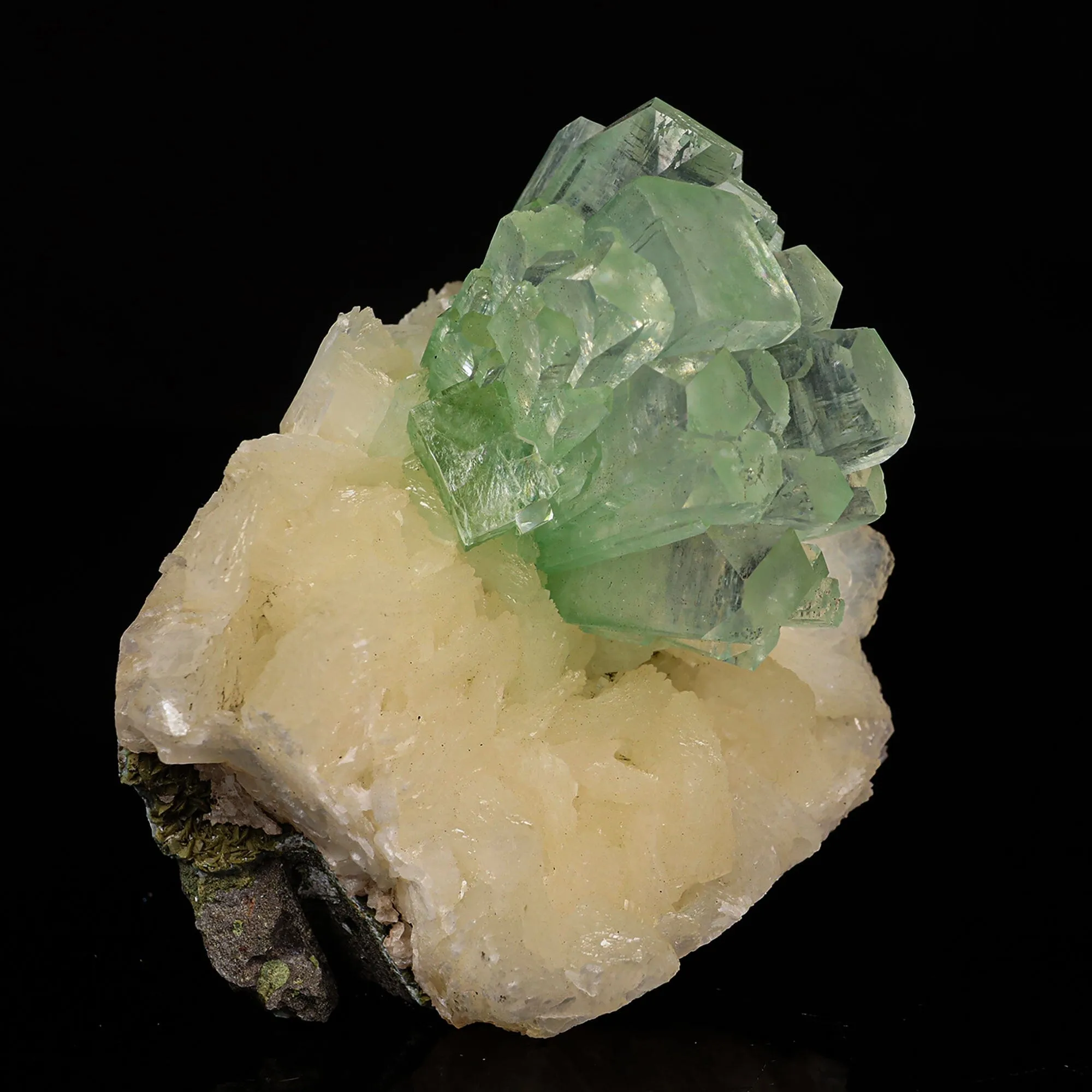 Green Apophyllite Disco Ball with Stilbite Natural Mineral Specimen - image 2