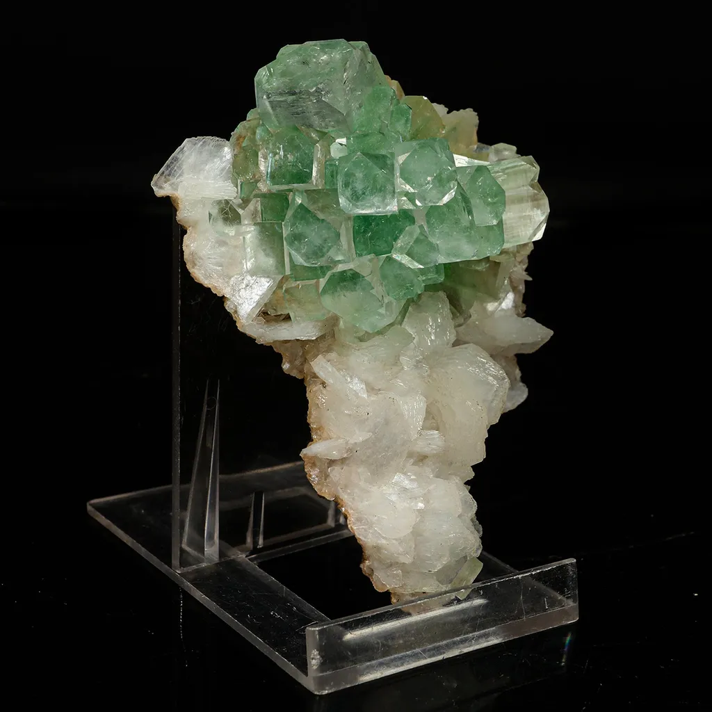 Green Apophyllite Disco Ball with Stilbite Natural Mineral Specimen image