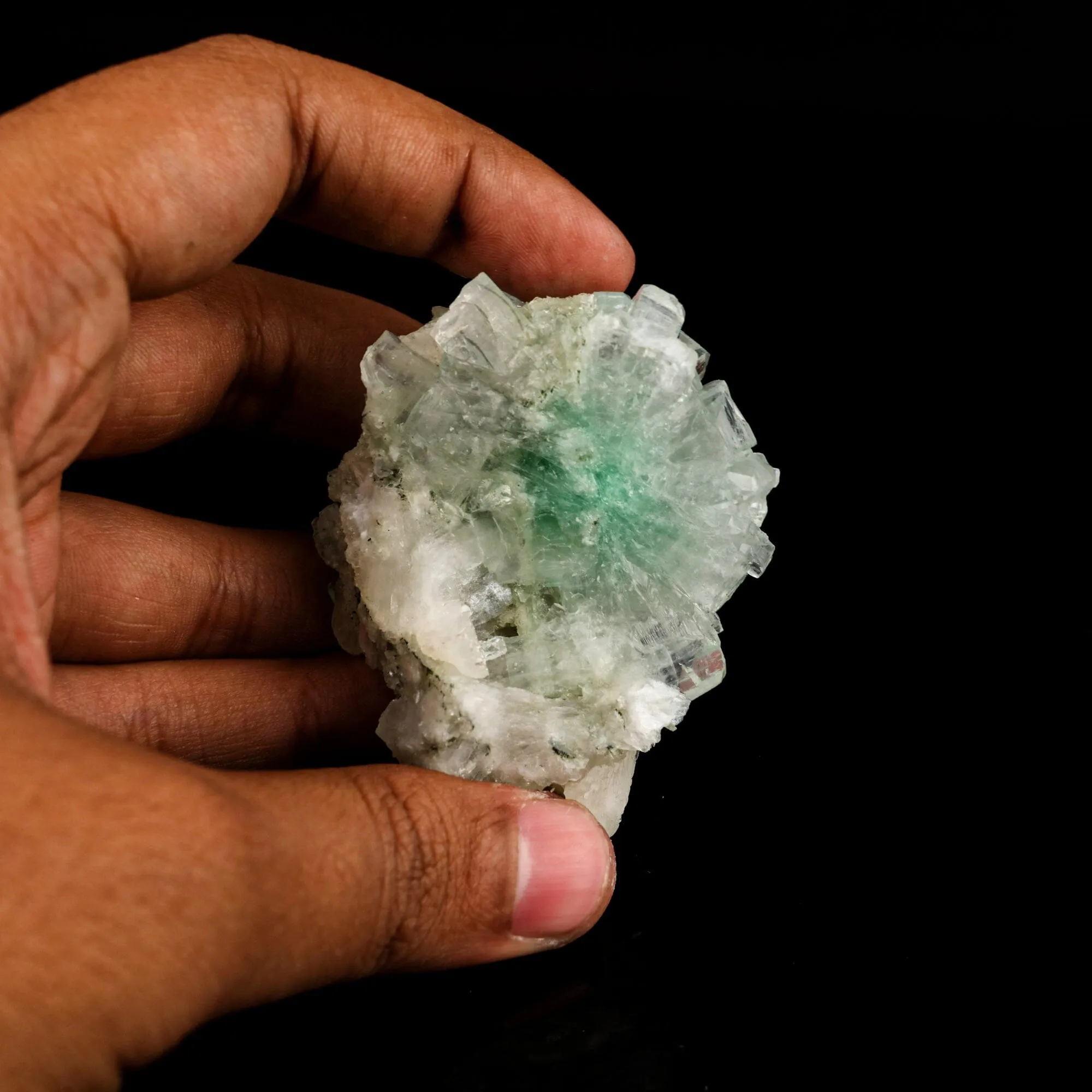 Green Apophyllite Disco Ball with Stilbite Natural Mineral Specimen - image 5