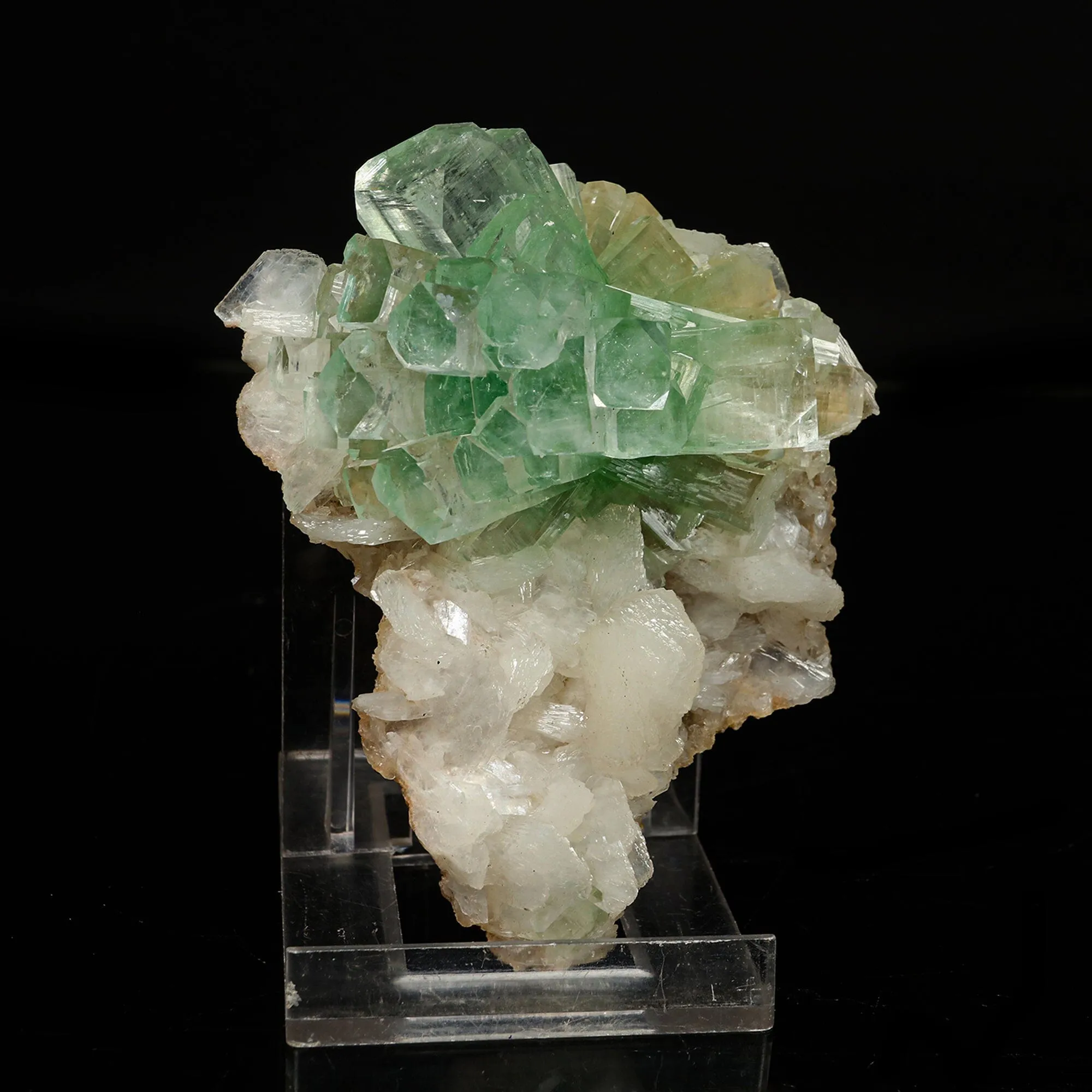 Green Apophyllite Disco Ball with Stilbite Natural Mineral Specimen - image 2