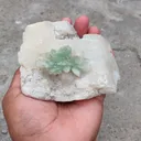 Green Apophyllite Flower on Calcite - image 5
