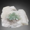 Green Apophyllite Flower on Calcite - image 1