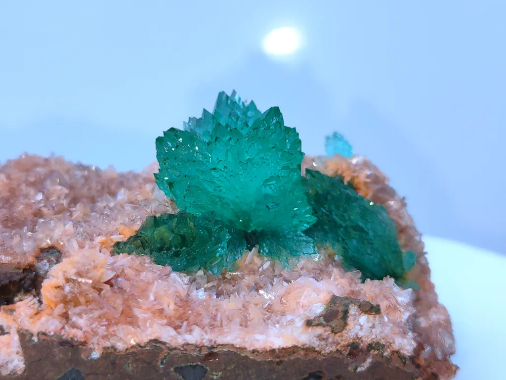 Green Apophyllite Flower on Heulendite - image 3