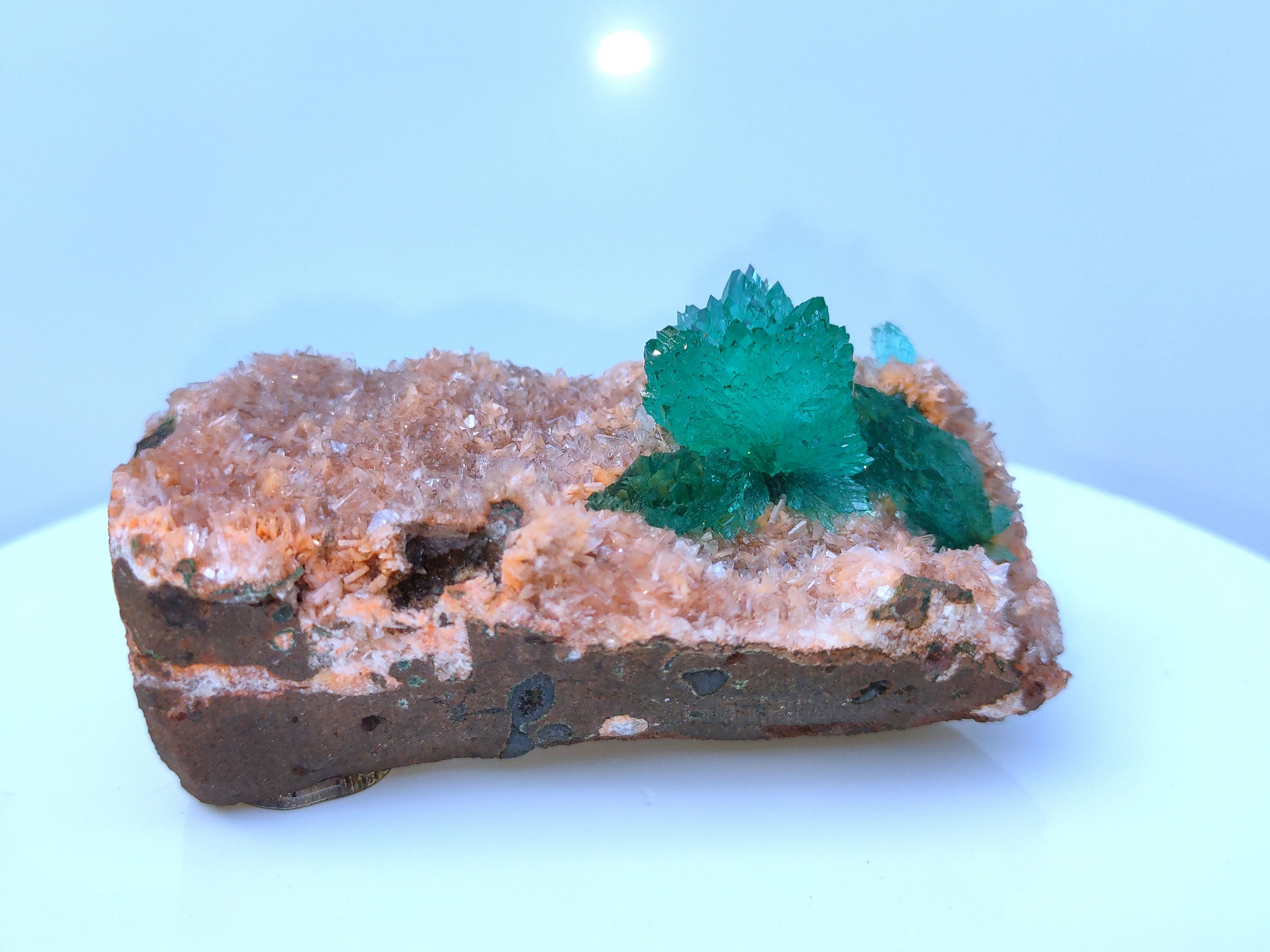 Green Apophyllite Flower on Heulendite - image 1