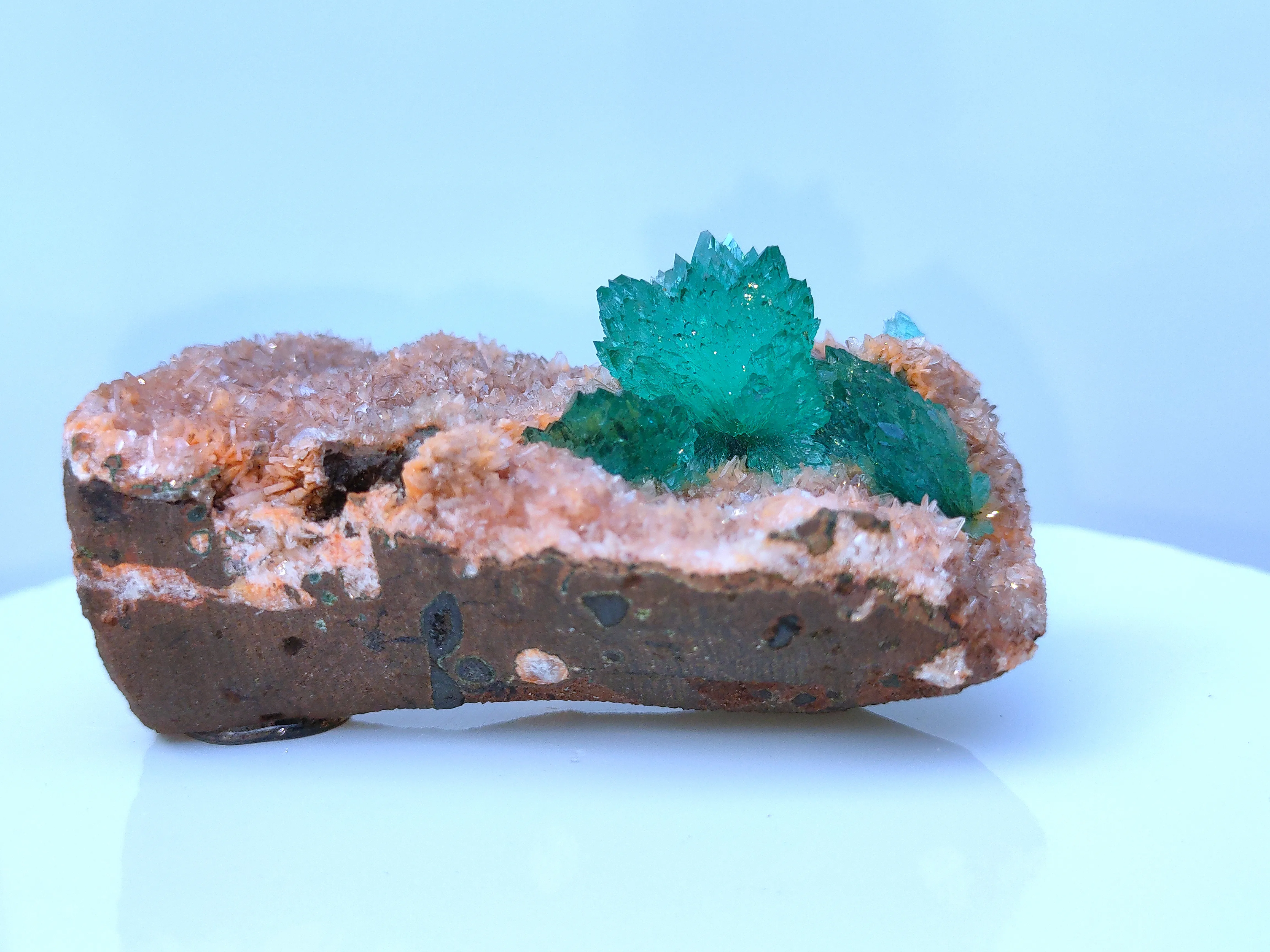 Green Apophyllite Flower on Heulendite - image 4