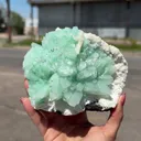 Green Apophyllite Flower Rosette on Chalcedony Matrix – Indian Zeolite Mineral Specimen from Pune - image 2
