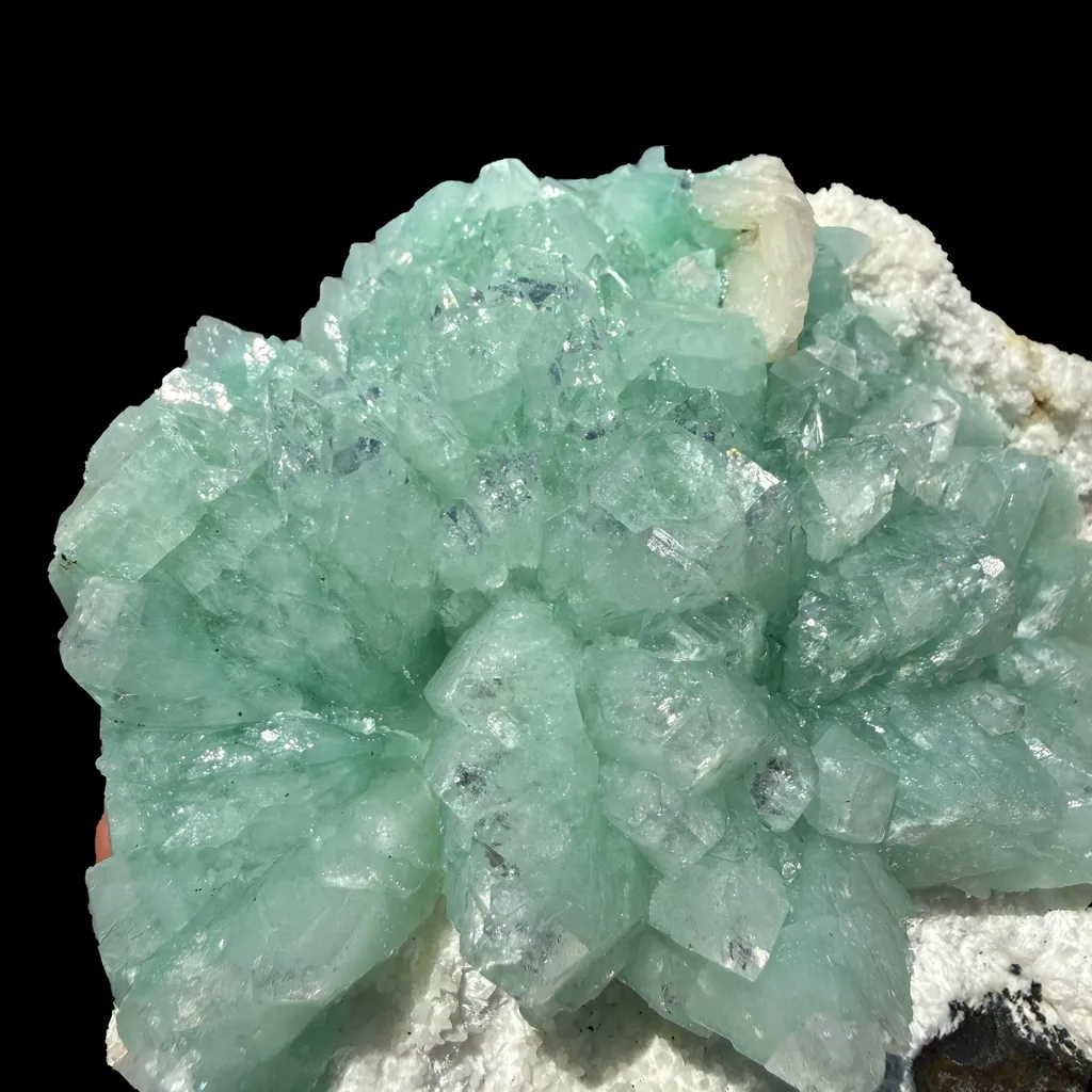 Green Apophyllite Flower Rosette on Chalcedony Matrix – Indian Zeolite Mineral Specimen from Pune - image 3
