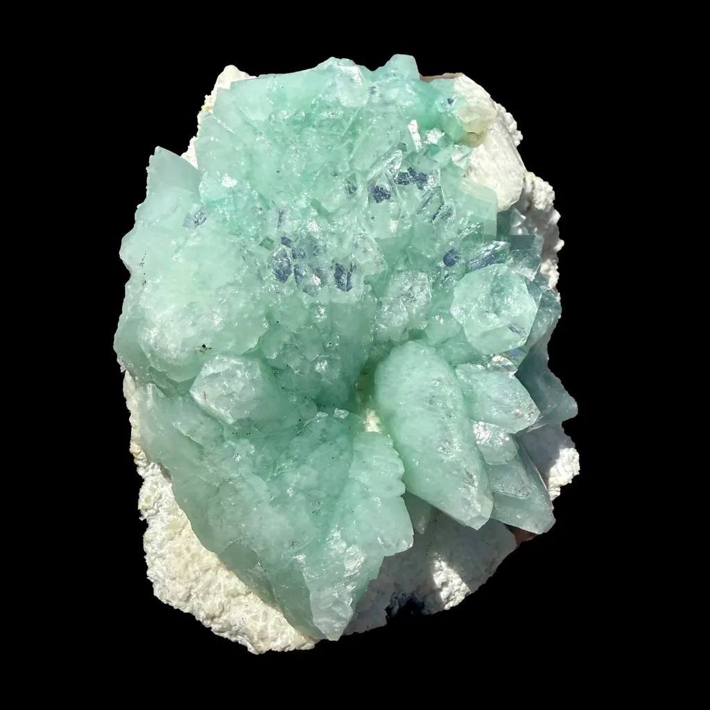 Green Apophyllite Flower Rosette on Chalcedony Matrix – Indian Zeolite Mineral Specimen from Pune - image 5