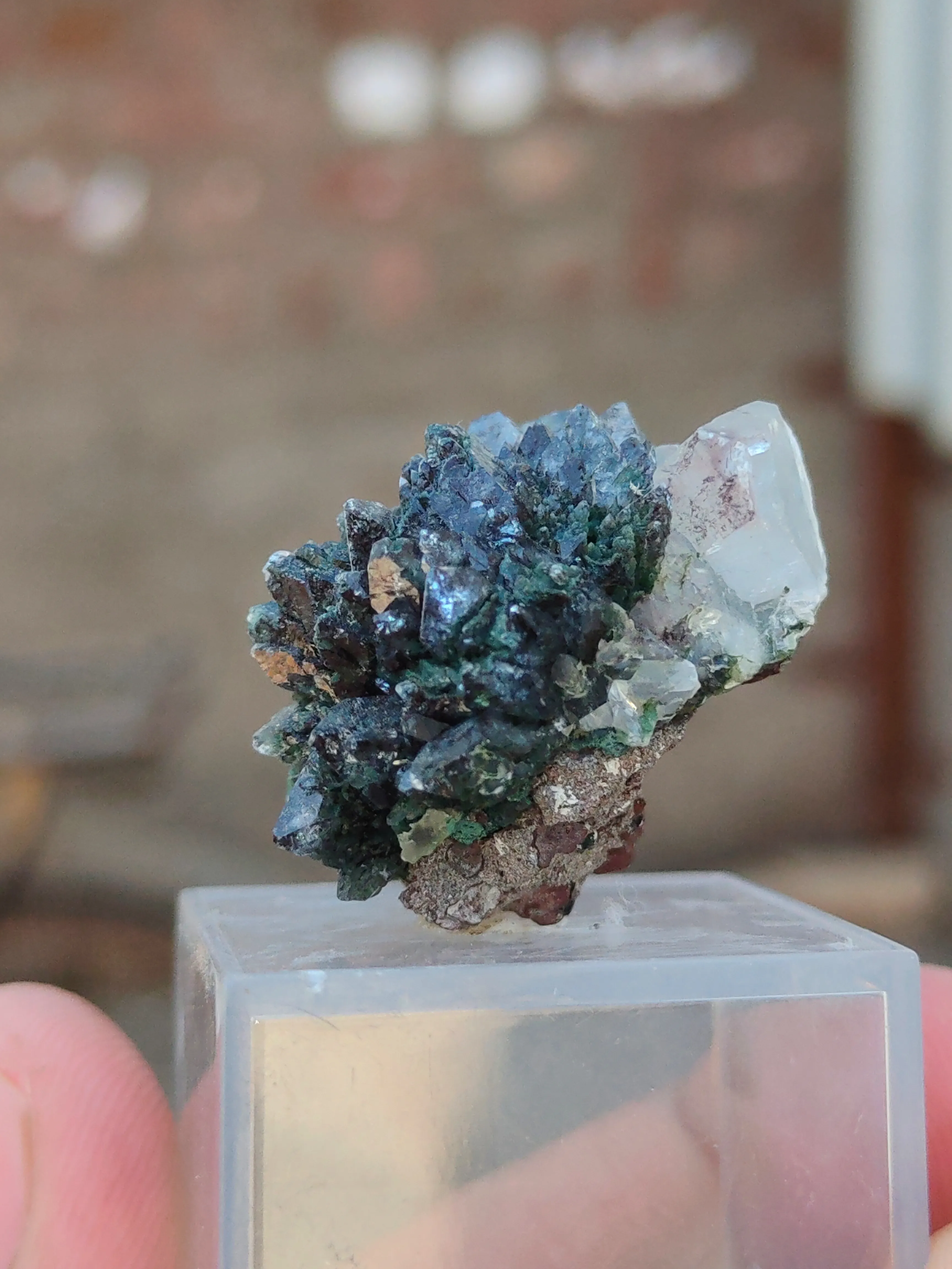 Green Apophyllite Flower with Calcite - image 5