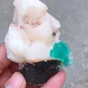 Green Apophyllite flower with Stilbite. - image 3