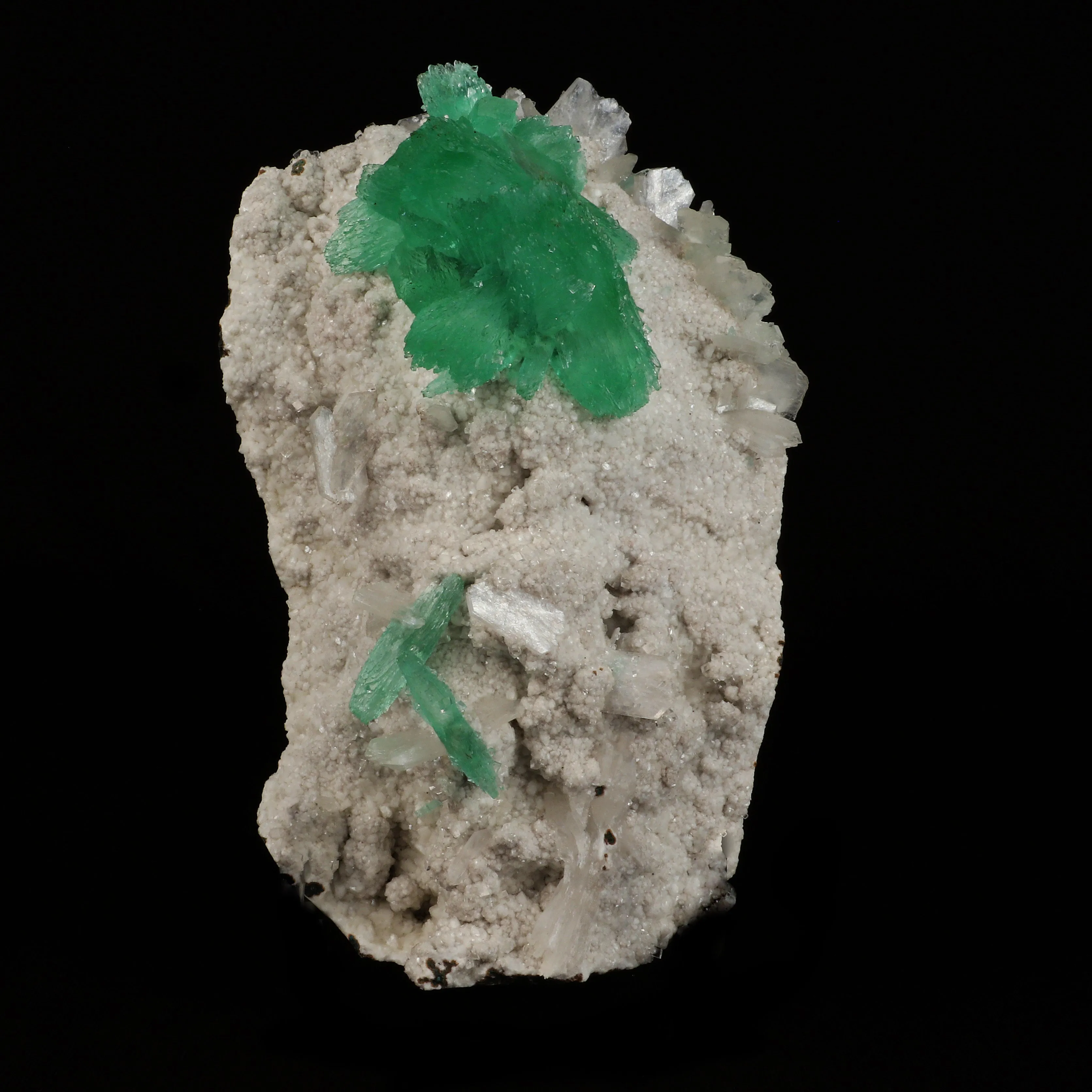 Green Apophyllite Flower with Stilbite on Heulandite Natural Mineral Specimen - image 1