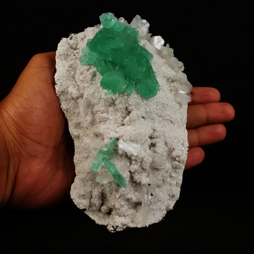 Green Apophyllite Flower with Stilbite on Heulandite Natural Mineral Specimen - image 5