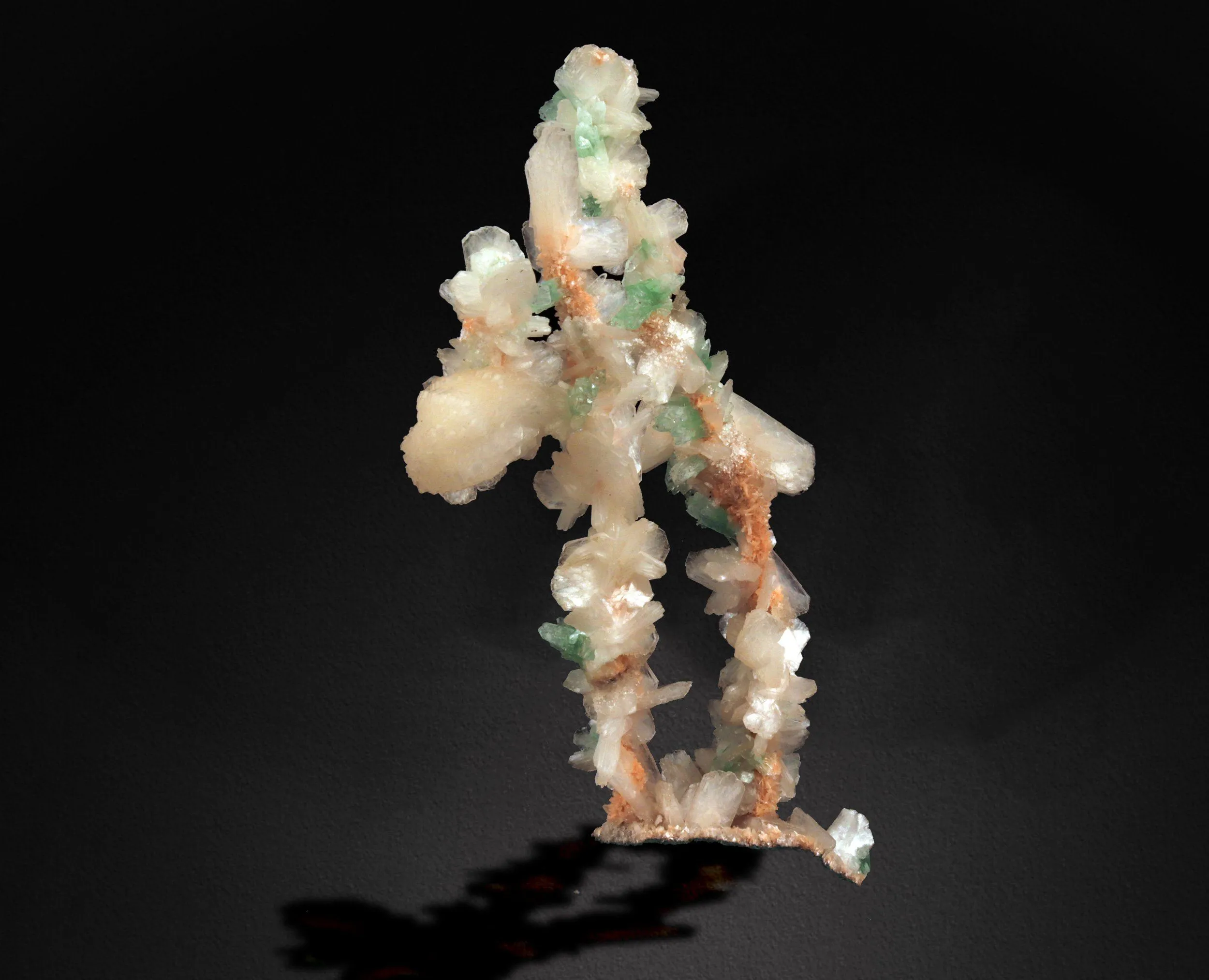 Green Apophyllite Flowers with Stilbite on Heulandite Bush Formation - image 4
