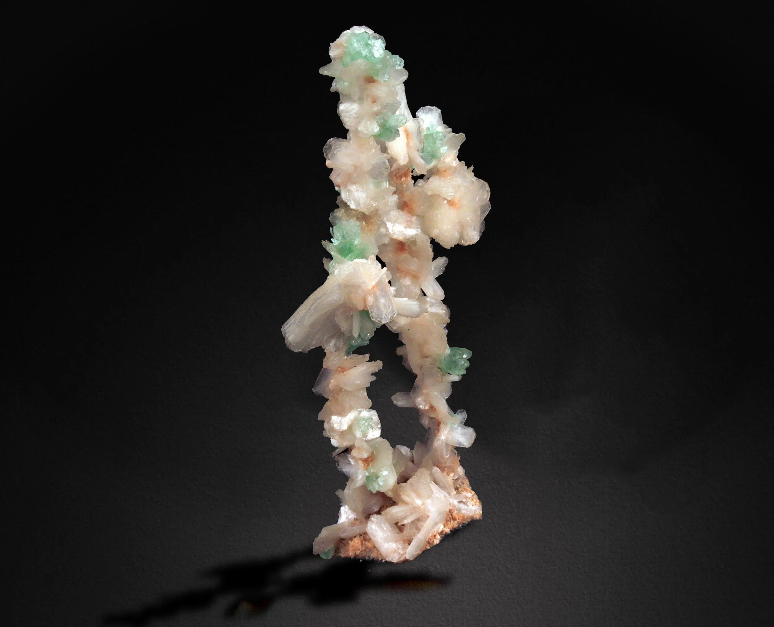 Green Apophyllite Flowers with Stilbite on Heulandite Bush Formation - image 2