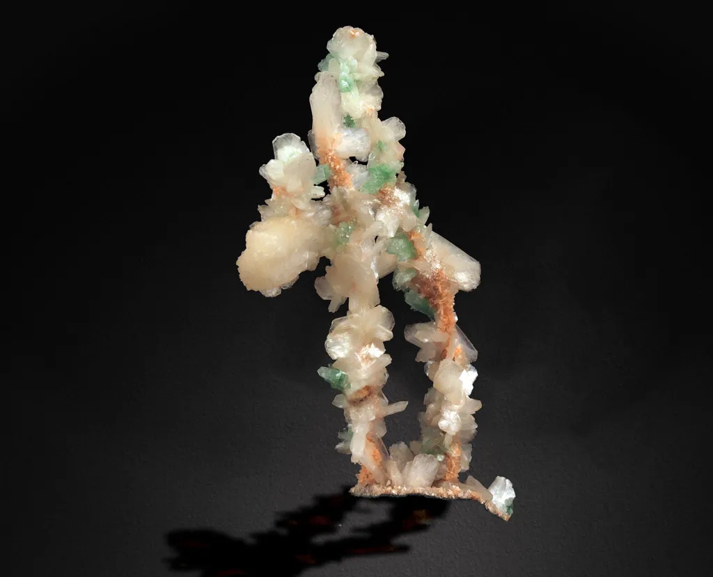 Green Apophyllite Flowers with Stilbite on Heulandite Bush Formation - image 4