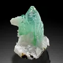 Green Apophyllite from Maharashtra, India. Glassy, transparent and lustrous crystals. Exhibits highly desirable deep color with stilbite - image 3