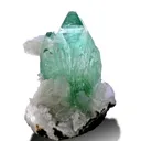 Green Apophyllite from Maharashtra, India. Glassy, transparent and lustrous crystals. Exhibits highly desirable deep color with stilbite - image 5