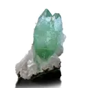 Green Apophyllite from Maharashtra, India. Glassy, transparent and lustrous crystals. Exhibits highly desirable deep color with stilbite - image 6