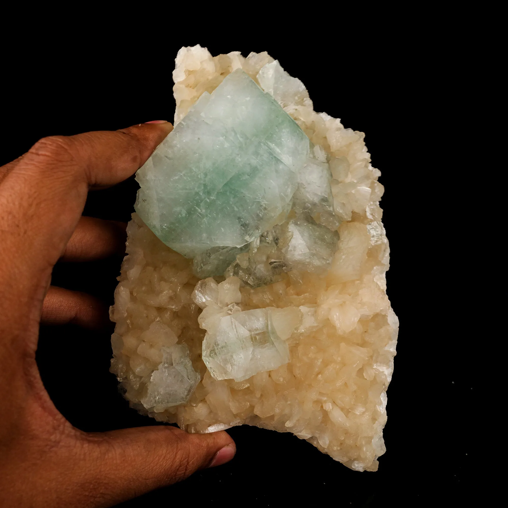Green Apophyllite on Stilbite Matrix Natural Mineral Specimen - image 5