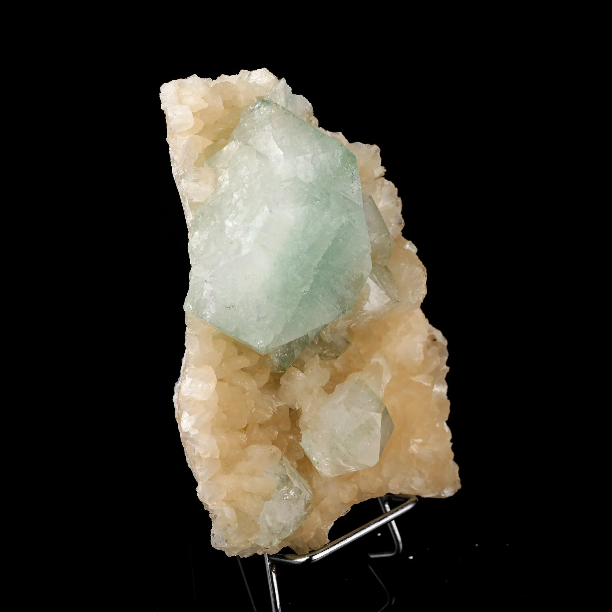 Green Apophyllite on Stilbite Matrix Natural Mineral Specimen - image 3