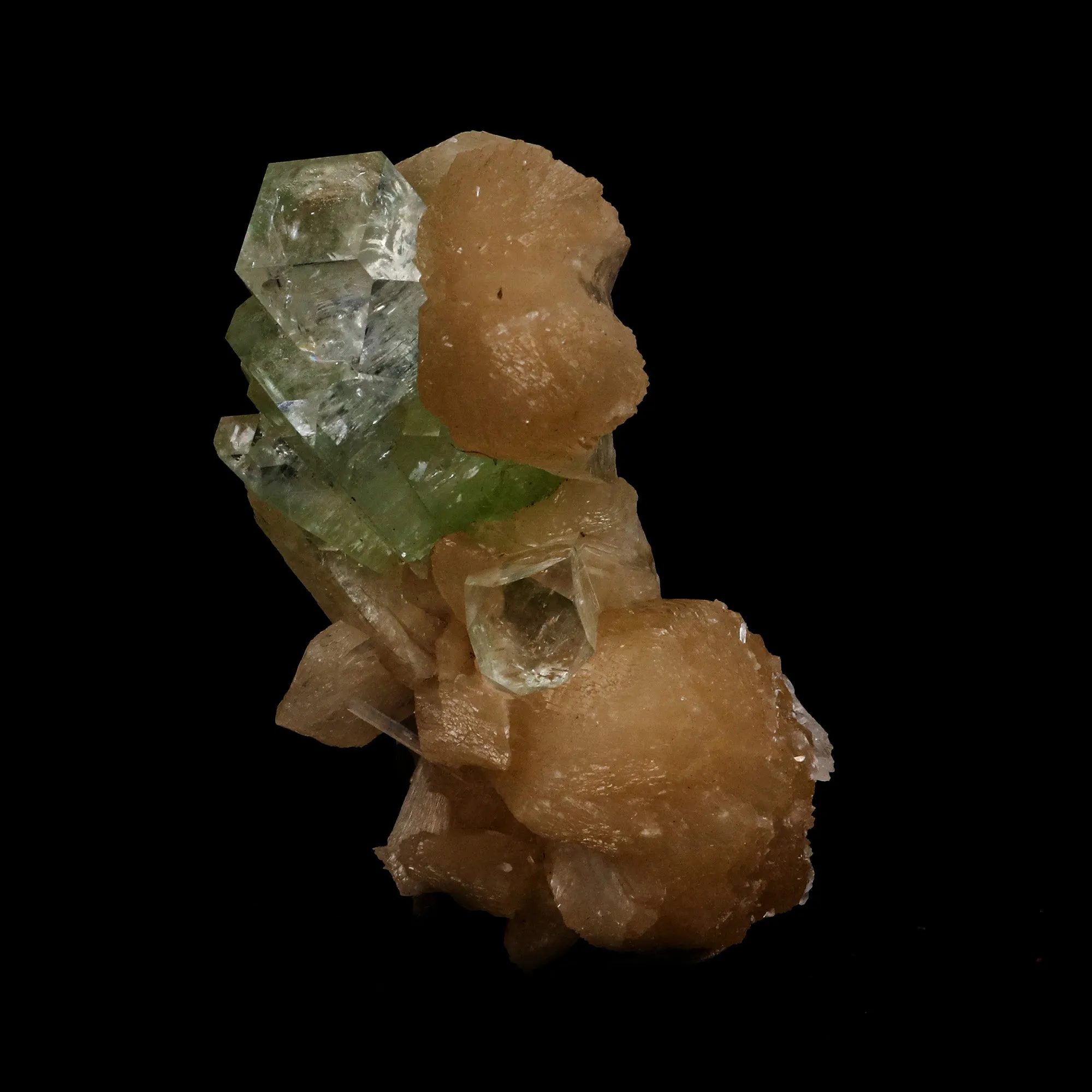 Green Apophyllite Pesudo Crystals with Stilbite Natural Mineral Specimen - image 2