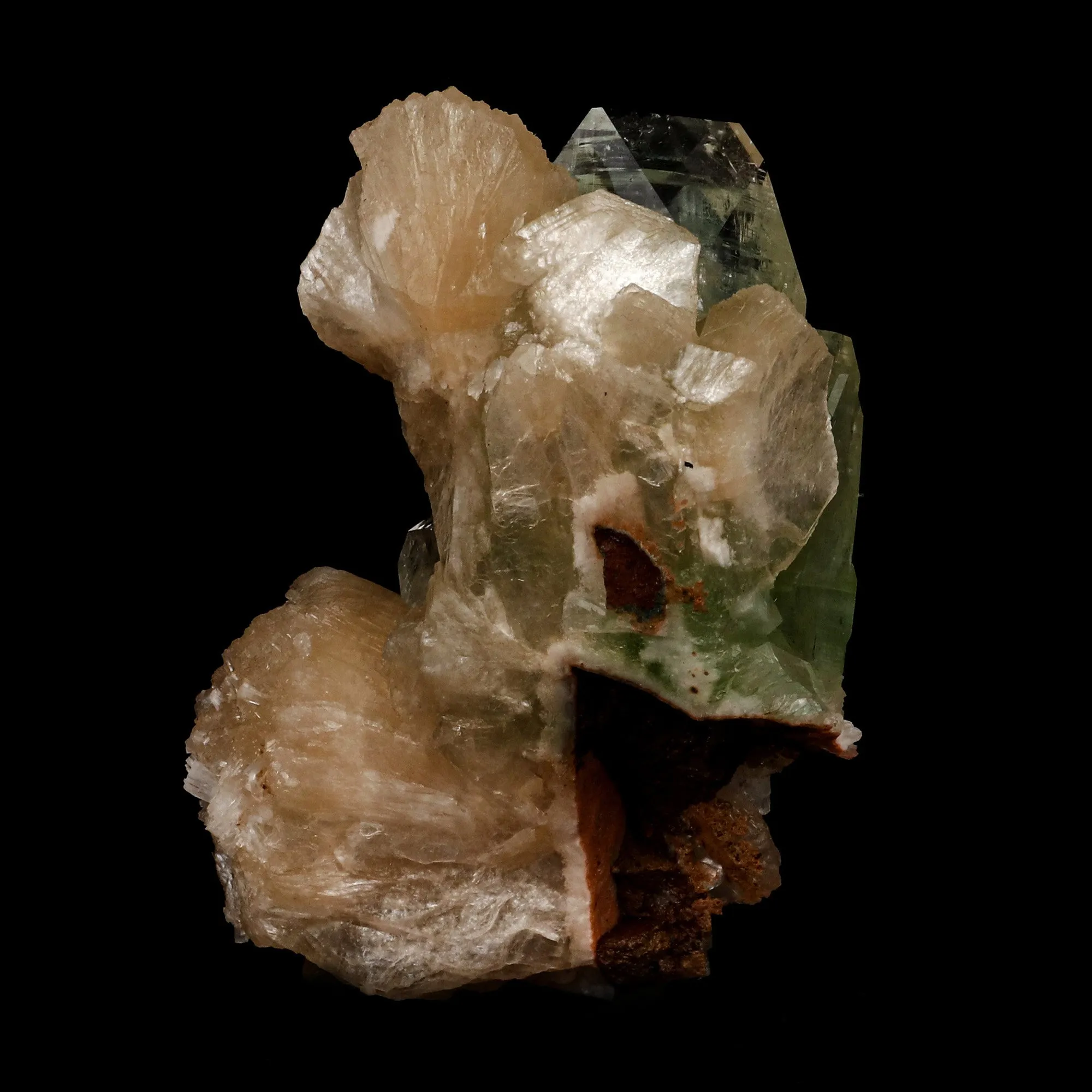 Green Apophyllite Pesudo Crystals with Stilbite Natural Mineral Specimen - image 4