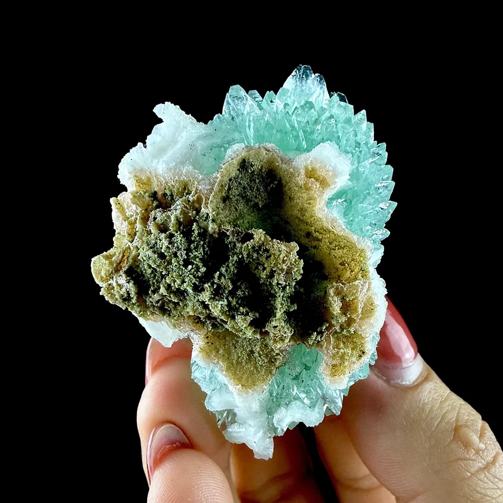 Green Apophyllite Rosette with Stilbite - Zeolite Mineral Specimen from Chhatrapati Sambhaji Nagar - image 5