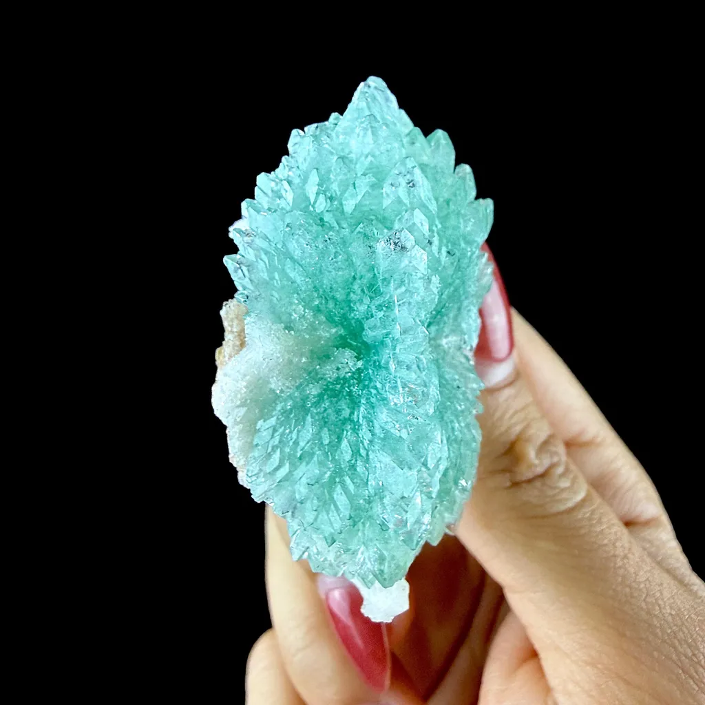Green Apophyllite Rosette with Stilbite - Zeolite Mineral Specimen from Chhatrapati Sambhaji Nagar - image 4