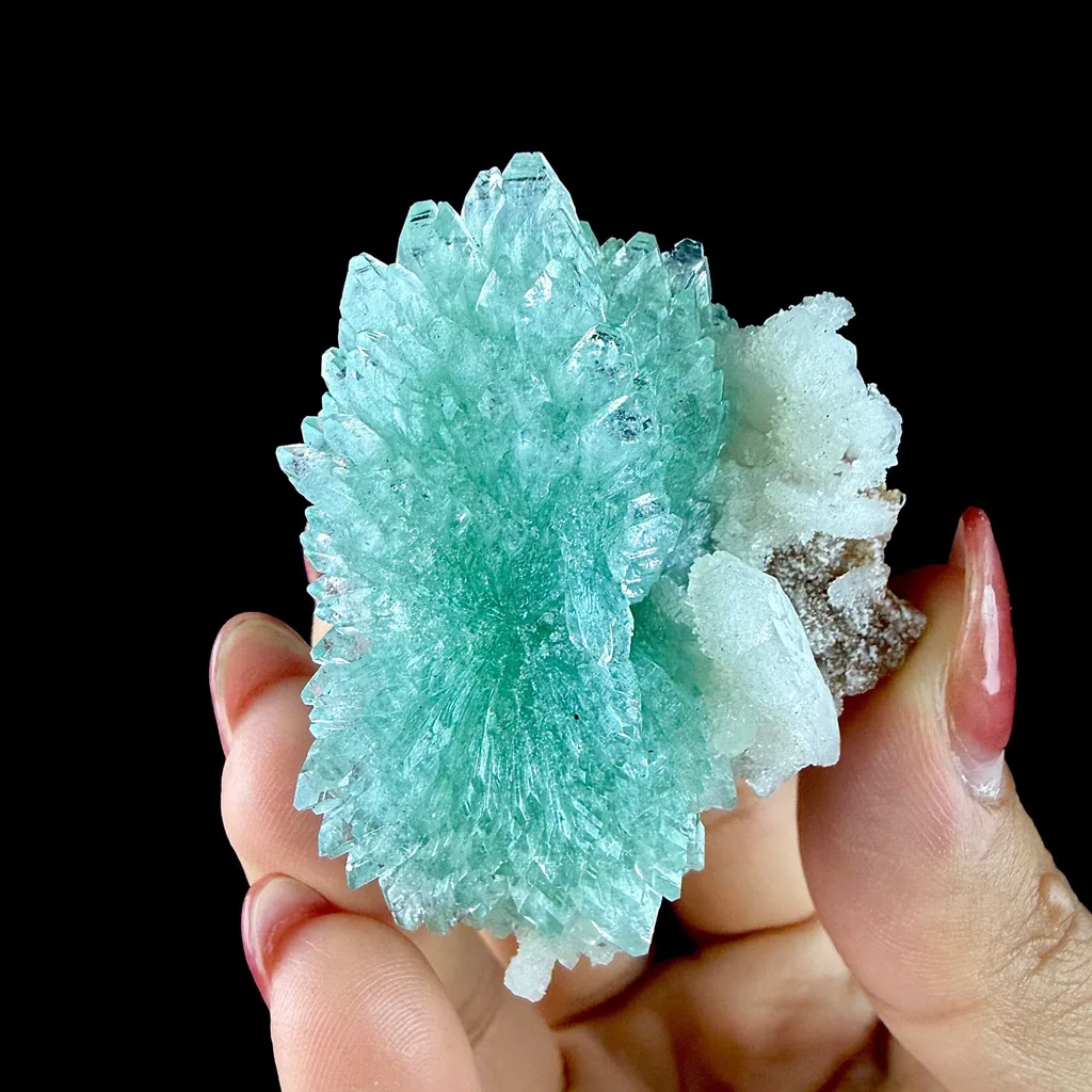 Green Apophyllite Rosette with Stilbite - Zeolite Mineral Specimen from Chhatrapati Sambhaji Nagar - image 6
