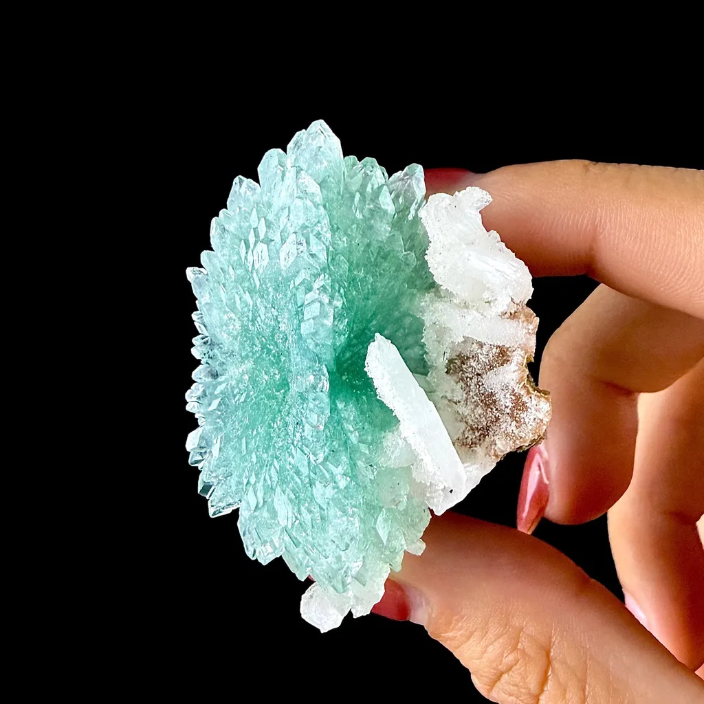 Green Apophyllite Rosette with Stilbite - Zeolite Mineral Specimen from Chhatrapati Sambhaji Nagar - image 3