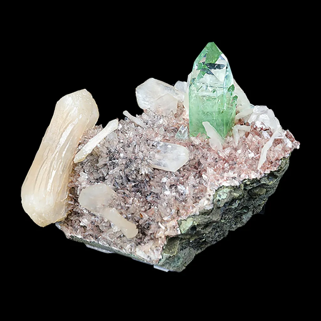 Green Apophyllite sharp terminated Natural Mineral Specimen image