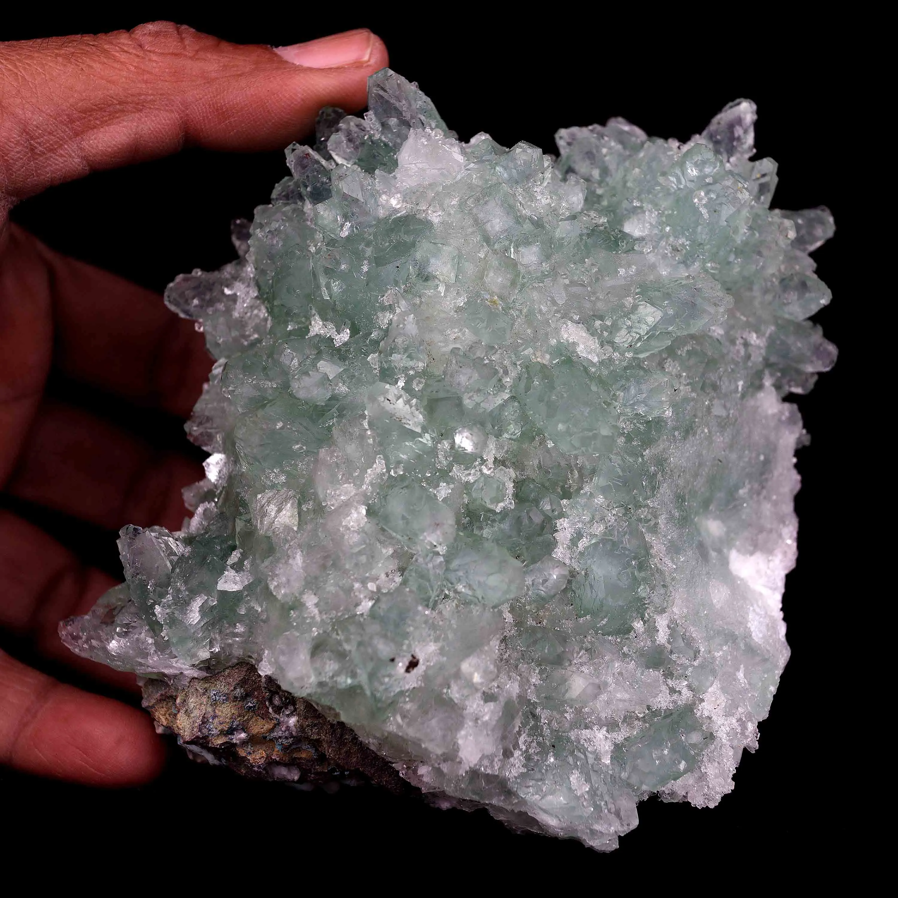 Green Apophyllite Sparkling with Chalcedony Natural Mineral Specimen - image 2