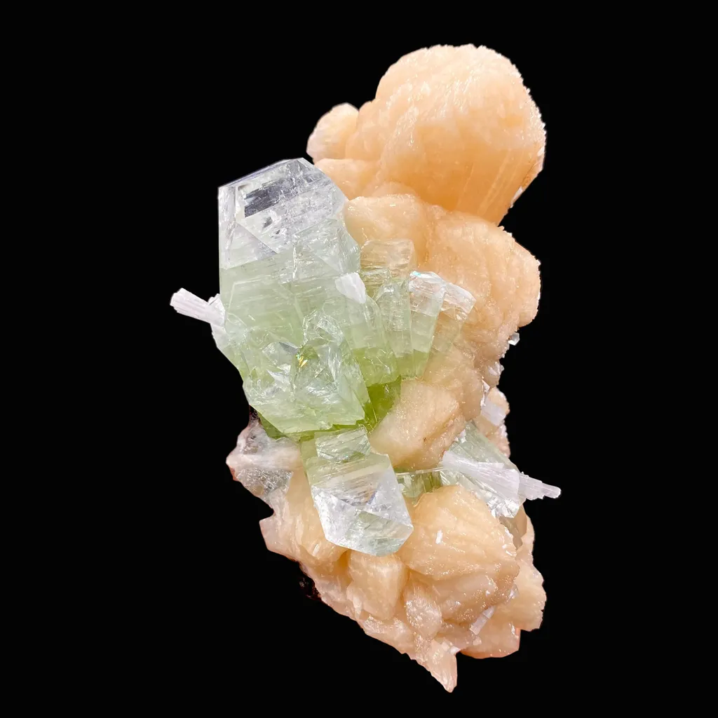 Green Apophyllite & Stilbite Spray with Scolecite Needles | Rare Indian Zeolite Mineral Specimen from Ahmednagar DK100 - image 4