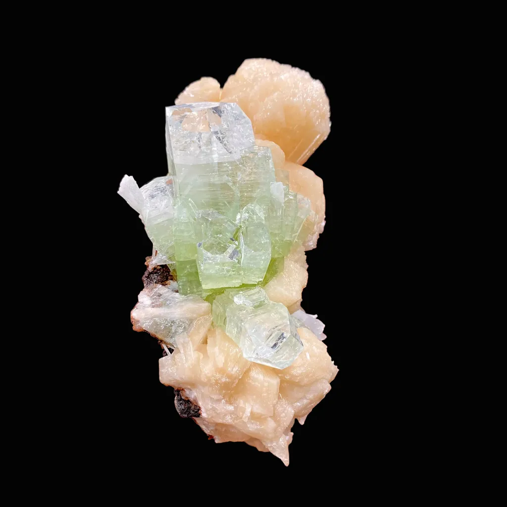 Green Apophyllite & Stilbite Spray with Scolecite Needles | Rare Indian Zeolite Mineral Specimen from Ahmednagar DK100 - image 2