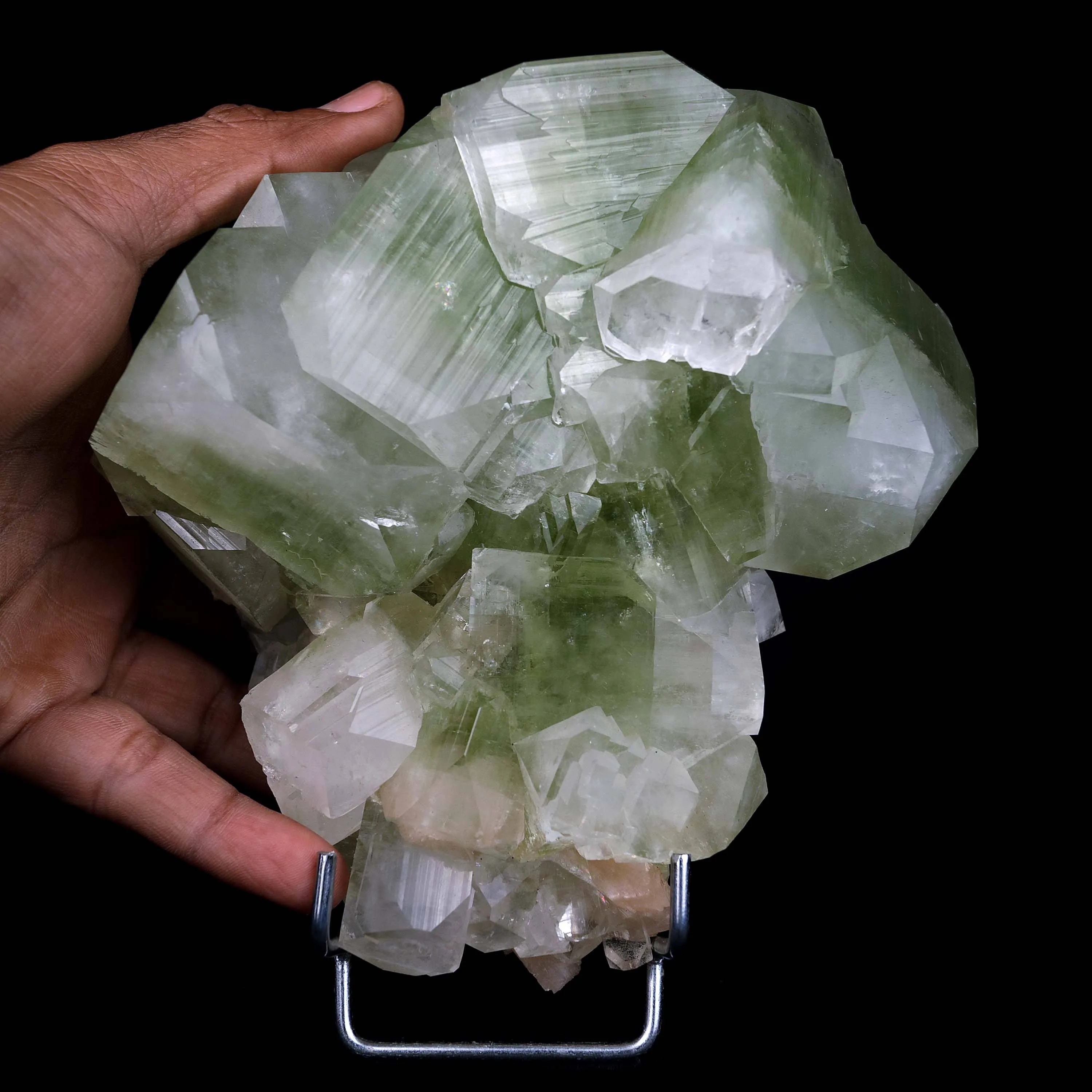 Green Apophyllite Terminate Cubes with Stilbite Natural Mineral Specimen - image 4