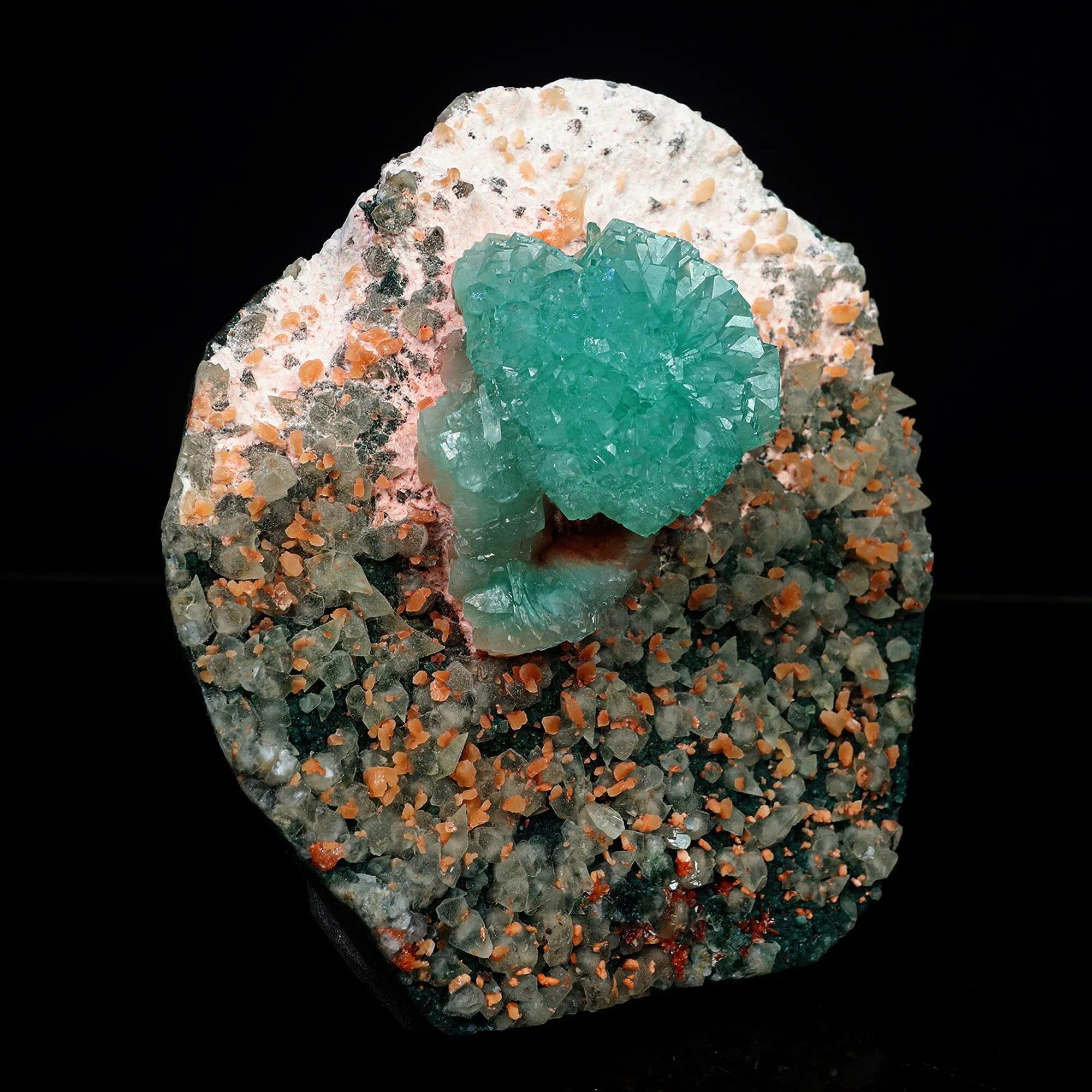 Green Apophyllite with Calcite Free standing Natural Mineral Specimen - image 2