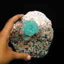 Green Apophyllite with Calcite Free standing Natural Mineral Specimen - image 4