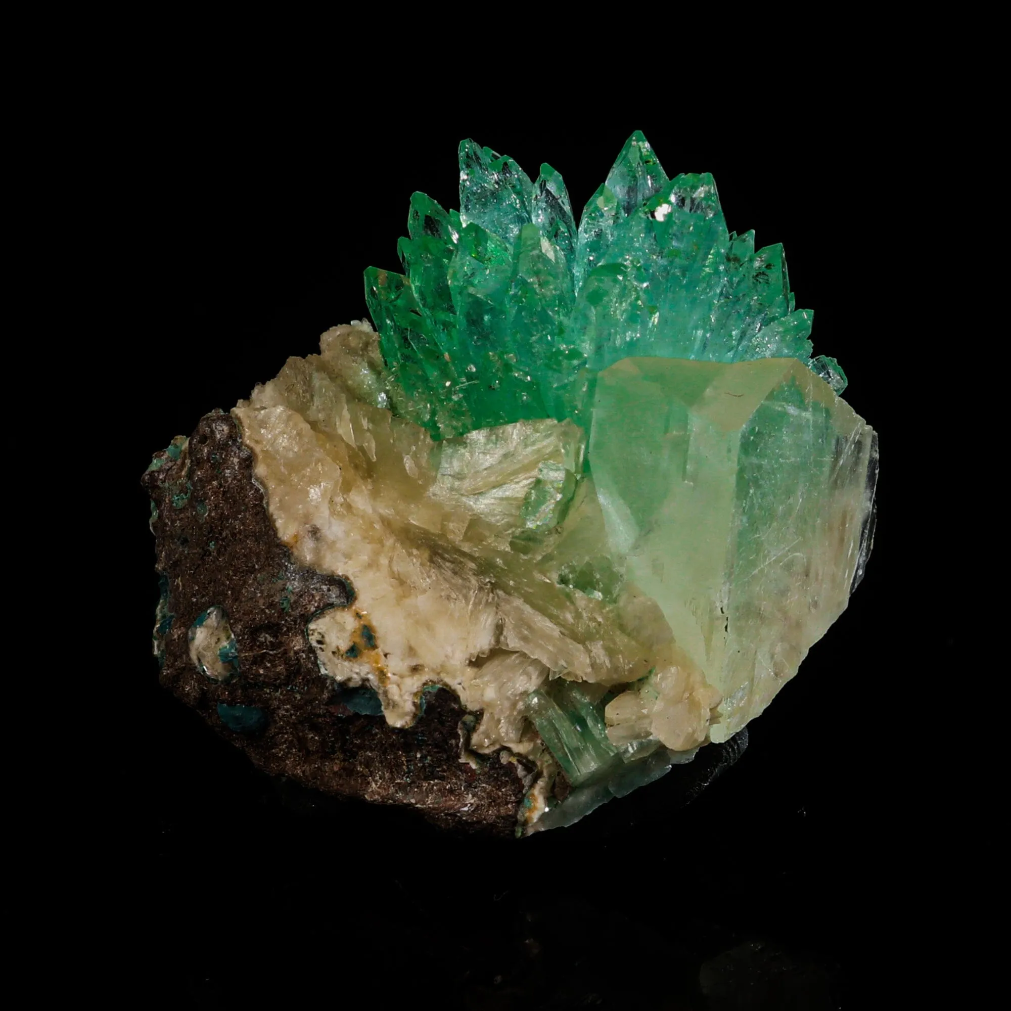 Green Apophyllite with Calcite Natural Mineral Specimen - image 4