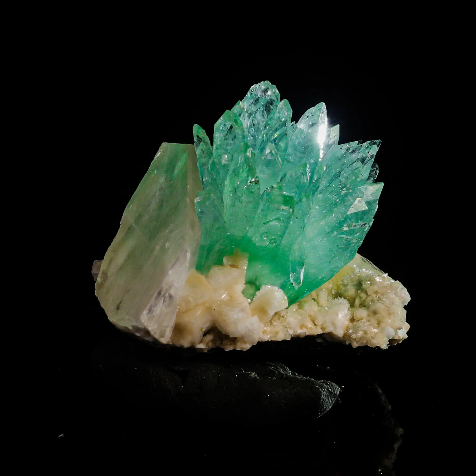 Green Apophyllite with Calcite Natural Mineral Specimen - image 2