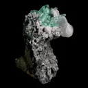 Green Apophyllite with Coated Calcite on Black Chalcedony Natural Mineral Specimen - image 2