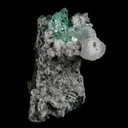 Green Apophyllite with Coated Calcite on Black Chalcedony Natural Mineral Specimen - image 3