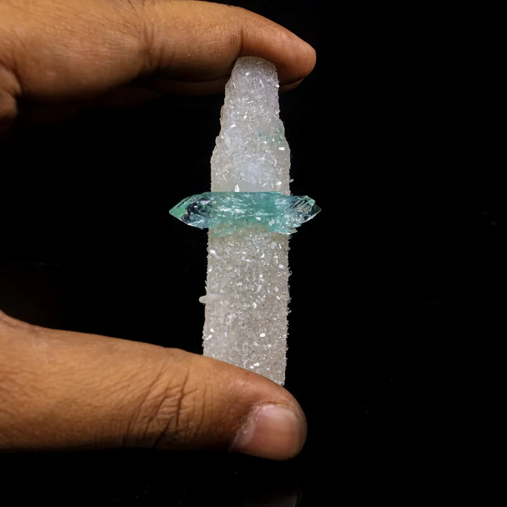 Green Apophyllite with Coated Calcite Rare Bat Formation Natural Mineral Specimen - image 4