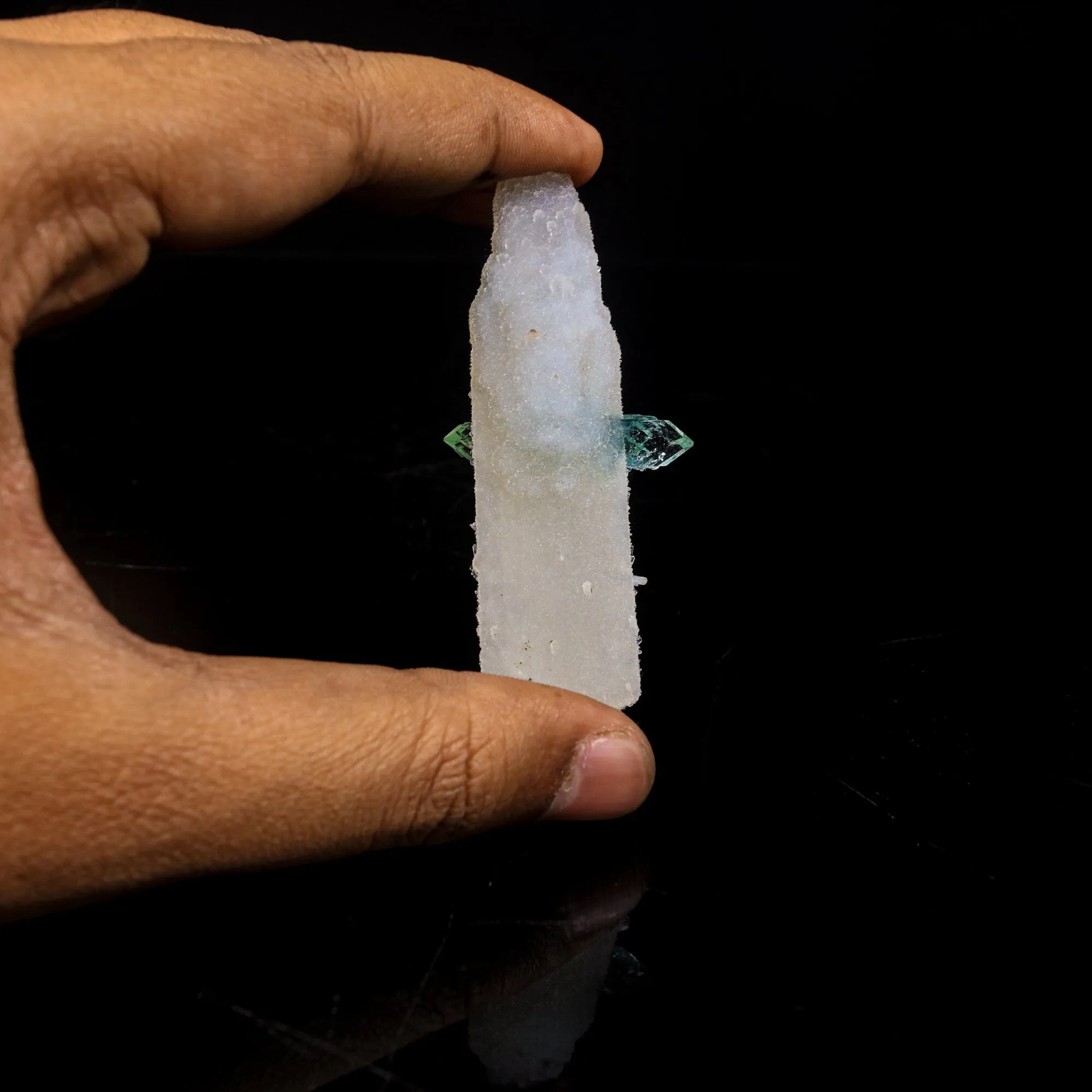 Green Apophyllite with Coated Calcite Rare Bat Formation Natural Mineral Specimen - image 5